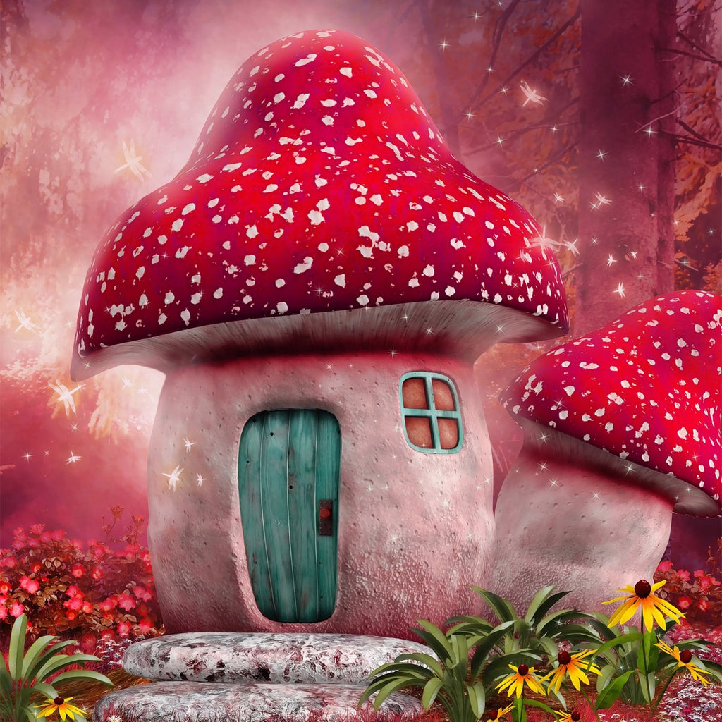 Red Mushroom Fairy House Backdrop