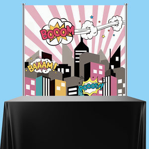 Pink Super Hero Backdrop