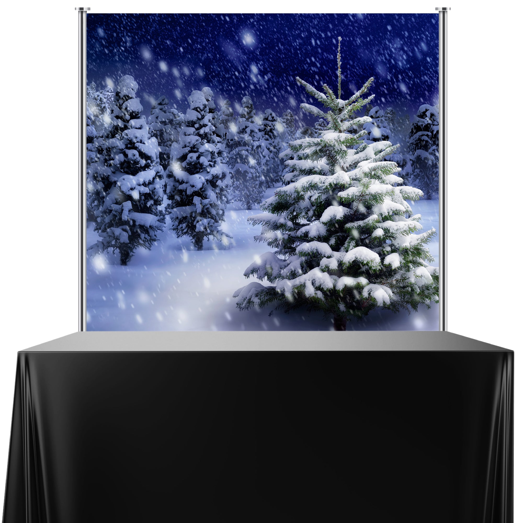Snowy Christmas Tree Backdrop