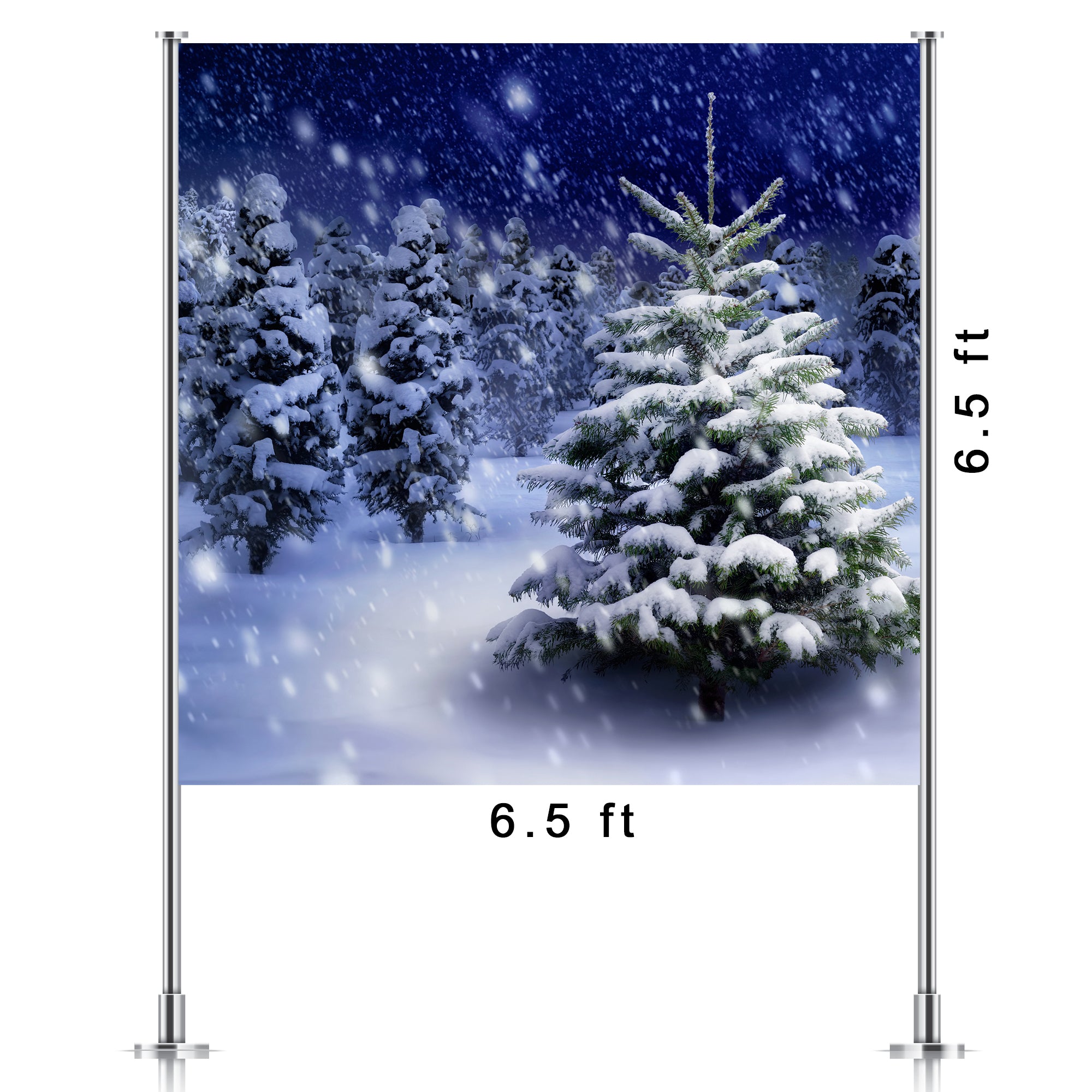 Snowy Christmas Tree Backdrop